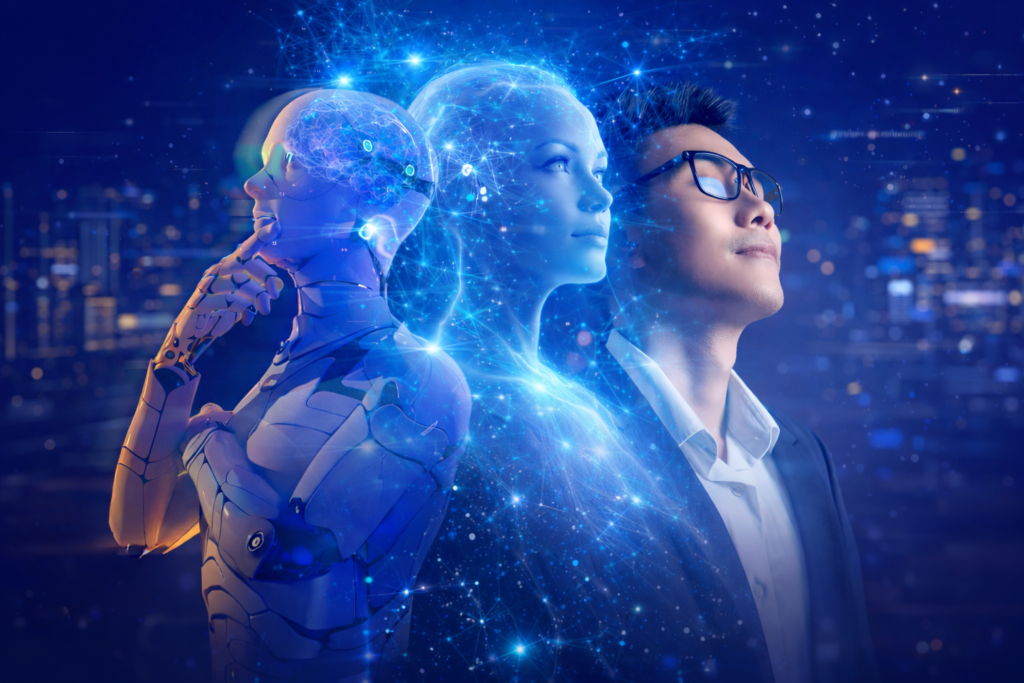 AI generated futuristic illustration of artificial intelligence transforming luxury experiences and finance