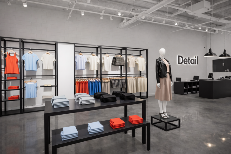 AI generated immersive luxury retail store with digital brand displays