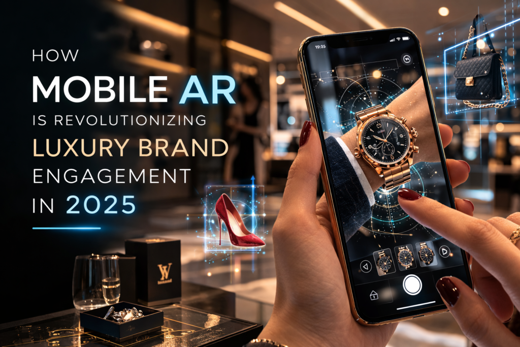 AI generated smartphone displaying augmented reality luxury watch visualization