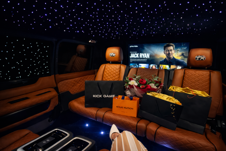 AI generated luxury car with leather seating and ambient lighting