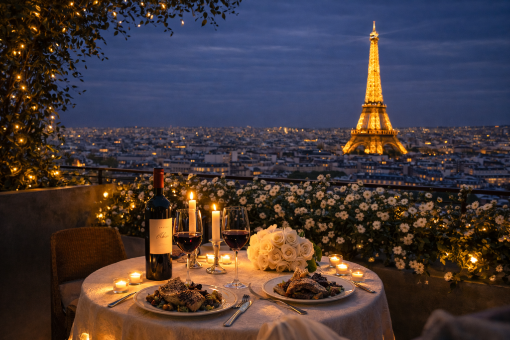 Romantic dinner with Eiffel Tower view